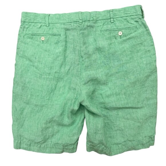 Polo Ralph Lauren Shorts Mens Size 36 Classic Fit 100% Linen Flat Front Green - Picture 2 of 6